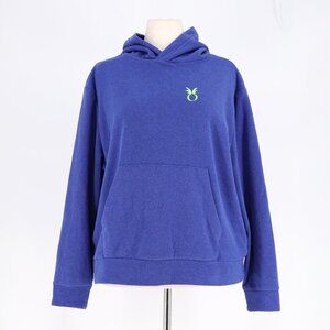 DUDLEY STEPHENS Terry Fleece Hoodie Kangaroo Pocket Royal Blue Size L